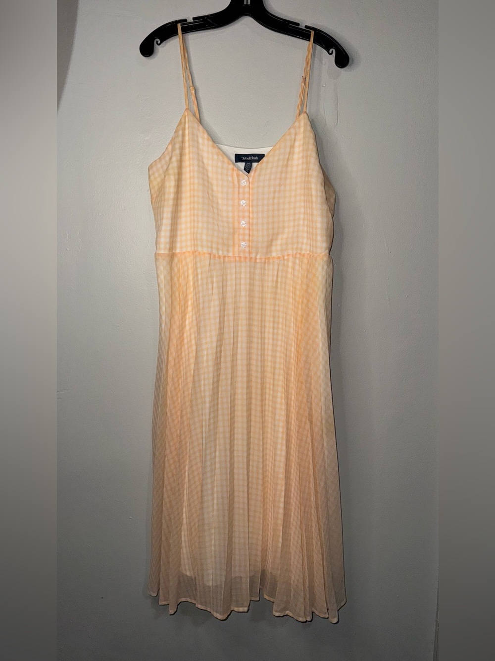 Modcloth Peach Gingham Slip Dress with Braided Straps